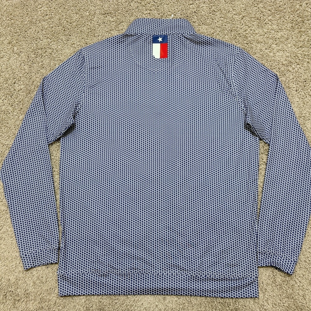 Rhoback 1/4 Q-Zip Performance Pullover Dont Mess Texas AOP Blue White Mens Small - Picture 8 of 16